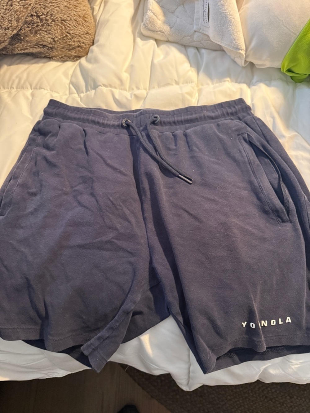 YoungLA Navy Athletic Cotton Drawstring Shorts